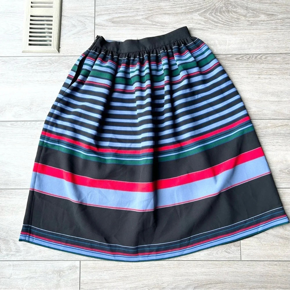 Zara Striped Pleated A Line Midi Skirt - Picture 12 of 14